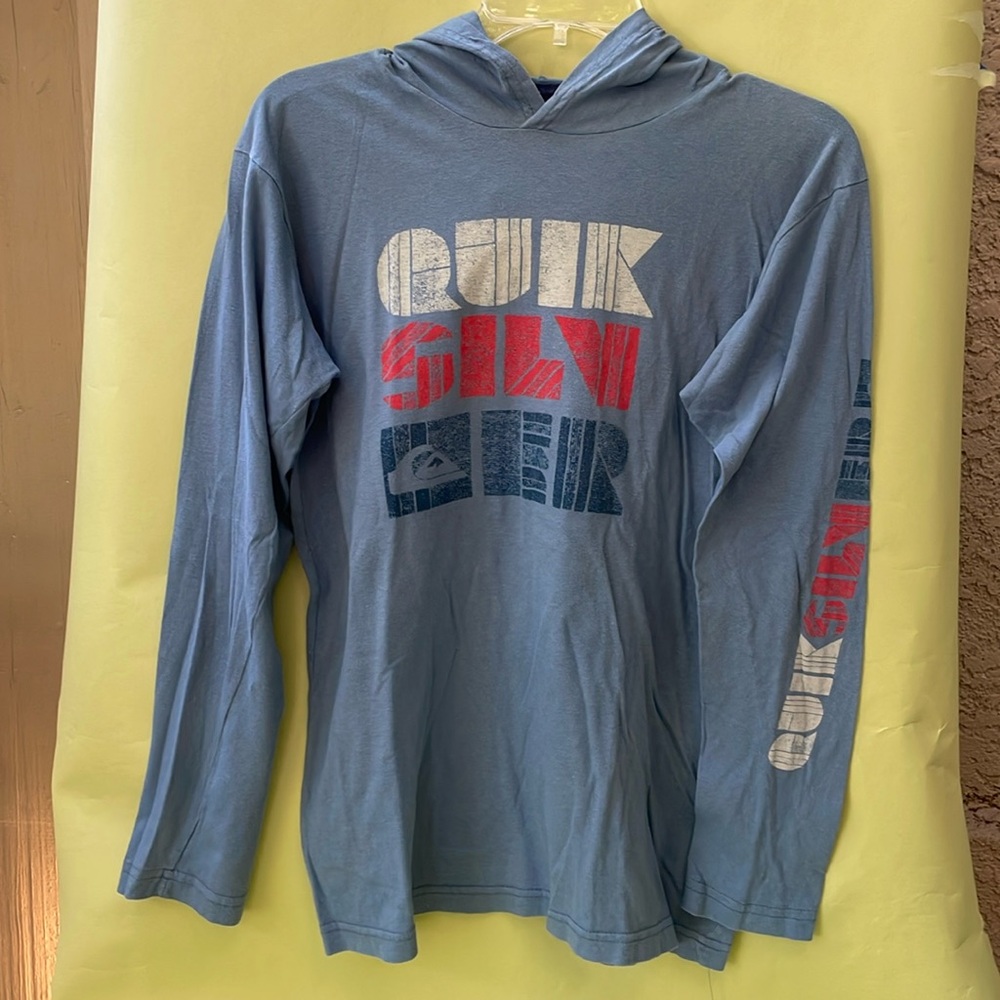 Vintage gray/blue Quiksilver cotton shirt with the hood
